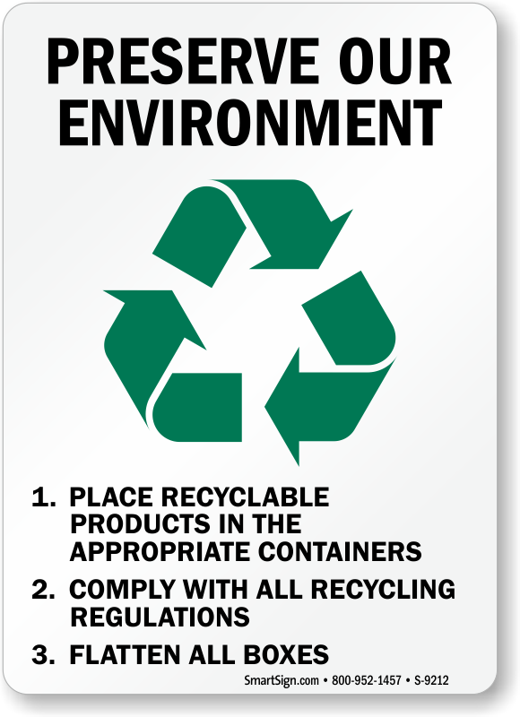 Horizontal Metal Sign Multiple Sizes Please Recycle Protect Environment Our 