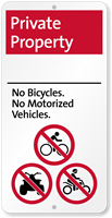 Private Property No Bicycles Motorized Vehicles iParking Sign