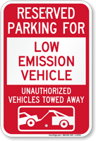 Reserved Parking For Low Emission Vehicle Sign