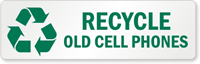 Recycle Old Cell Phones Label with Recycle Graphic