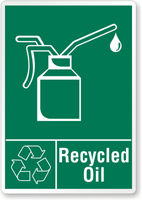 Recycled Oil Label with Recycling Symbol