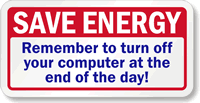 Save Energy Turn Off Your Computer Label