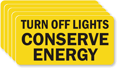 Turn Off Lights Conserve Energy Label