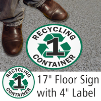 Recycling Container 1 Floor Sign & Label Kit