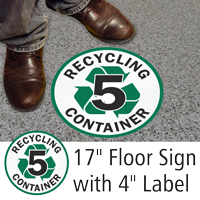 Recycling Container 5 Floor Sign & Label Kit