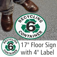 Recycling Container 6 Floor Sign & Label Kit
