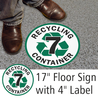 Recycling Container 7 Floor Sign & Label Kit