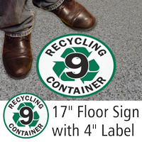 Recycling Container 9 Floor Sign & Label Kit