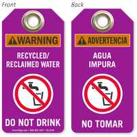 Warning Recycled Reclaimed Water Bilingual Tag
